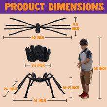 2 Pack 5 FT Giant Spider Halloween Decorations,Scary Spider Halloween Decorations Outdoor Party Decorations Props Halloween Yard Decorations,Black