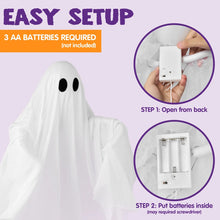 47" Halloween Hanging Light up Ghost Decorations Outdoor,White Ghosts with Purple LED Light and Timer Halloween Hanging Decoration Waterproof for Front Yard Patio Lawn