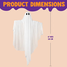 47" Halloween Hanging Light up Ghost Decorations Outdoor,White Ghosts with Purple LED Light and Timer Halloween Hanging Decoration Waterproof for Front Yard Patio Lawn