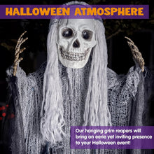 3 Pack Halloween Hanging Ghosts,Scary Skeleton Ghosts Grim Reapers Decorations for Halloween Indoor Outdoor Yard Home Decorations