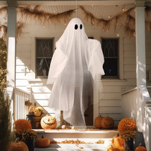 47" Halloween Hanging Light up Ghost Decorations Outdoor,White Ghosts with Purple LED Light and Timer Halloween Hanging Decoration Waterproof for Front Yard Patio Lawn