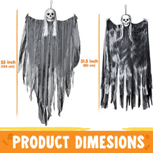 3 Pack Halloween Hanging Ghosts,Scary Skeleton Ghosts Grim Reapers Decorations for Halloween Indoor Outdoor Yard Home Decorations
