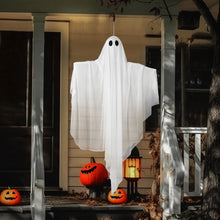 47" Halloween Hanging Light up Ghost Decorations Outdoor,White Ghosts with Purple LED Light and Timer Halloween Hanging Decoration Waterproof for Front Yard Patio Lawn