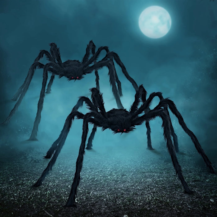 2 Pack 5 FT Giant Spider Halloween Decorations,Scary Spider Halloween Decorations Outdoor Party Decorations Props Halloween Yard Decorations,Black