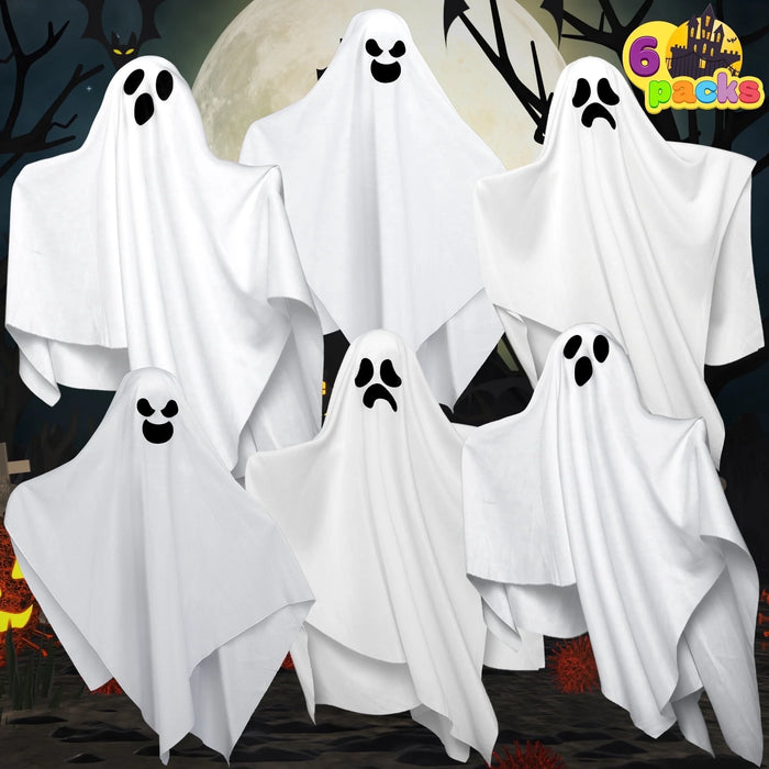 6 Pack Hanging Ghosts Halloween Decorations Outdoor,19.6" Cute Flying Ghosts Halloween Party Decorations Hanging Halloween Decorations Yard Decorations