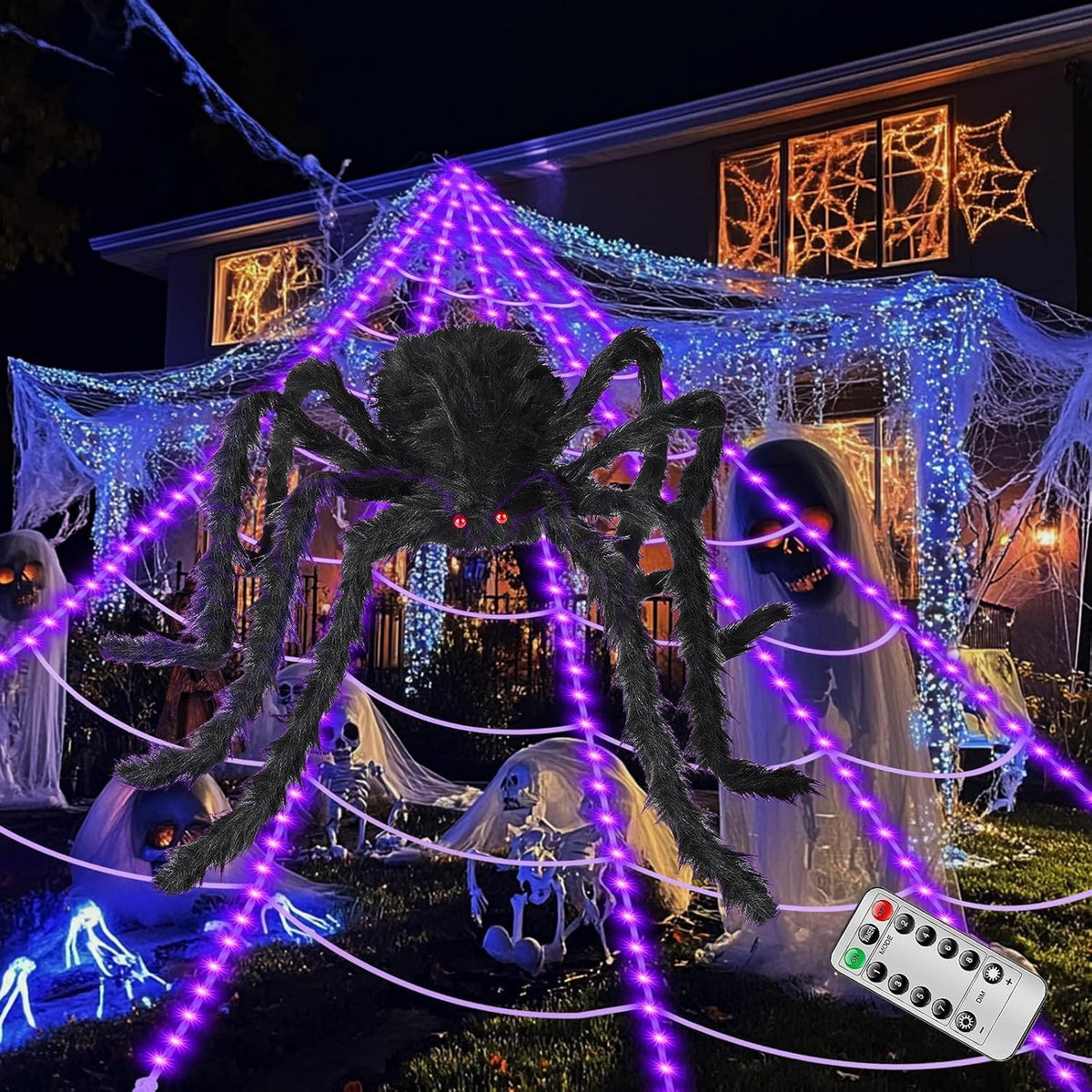 Brighter Spider Webs Halloween Decorations Lights,Halloween Decor