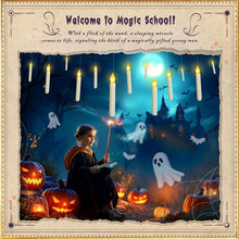 Floating Candle with Wand Remote, 12 Pcs Magical Candlesticks Witch Decors, Warm Yellow Flameless Taper Candles Battery Operated, LED Window Candle for Halloween Party Decor
