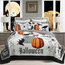 3 Pcs Halloween Pumpkin Quilt Bedspread Set (Halloween, King)