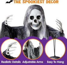 3 Pack Halloween Hanging Ghosts,Scary Skeleton Ghosts Grim Reapers Decorations for Halloween Indoor Outdoor Yard Home Decorations